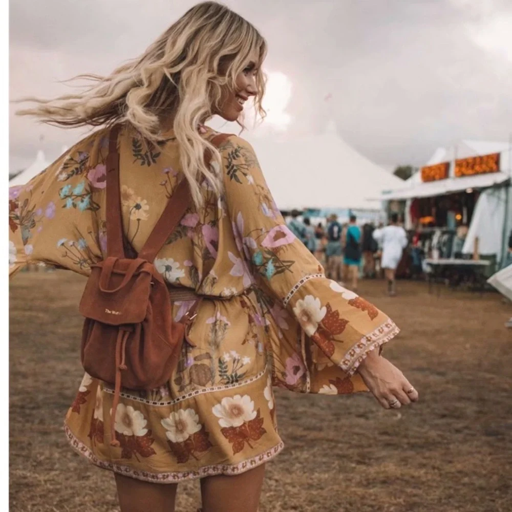 SOLD OUT Festival Floral Boho Kimono Coverup Robe - Picture 1 of 8